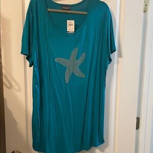 Scarlett Women's Turquoise Starfish Tee